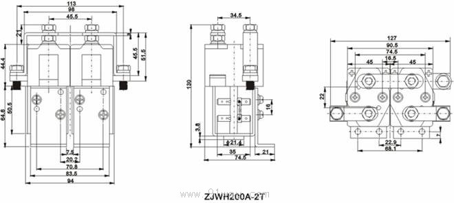 ZJWH200A-2T型直流接觸器安裝尺寸