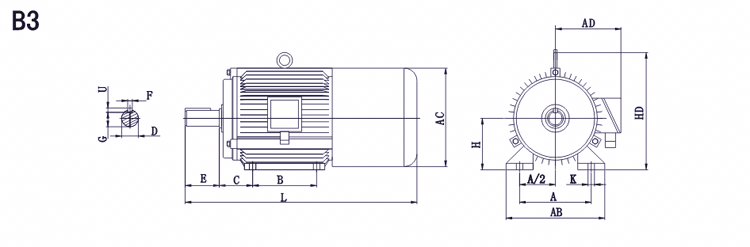 YEJF系列電磁制動三相異步電動機外形尺寸1