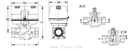 YLVA-7010系列風(fēng)機(jī)盤管電動(dòng)閥外形尺寸