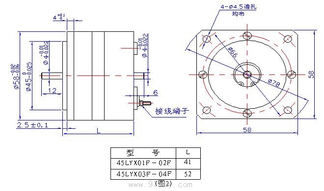 45LYX系列稀土永磁直流力矩電動(dòng)機(jī)安裝尺寸2