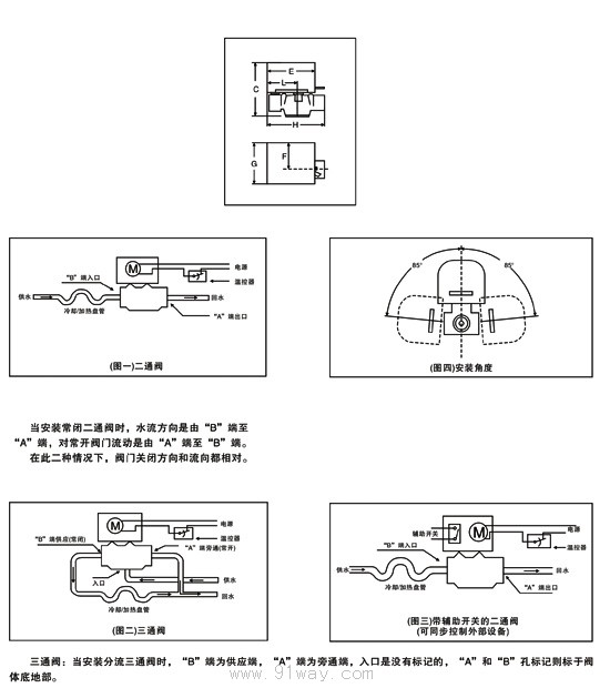 GV4043系列開關(guān)式電動閥外形及安裝尺寸