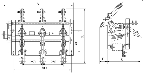 GN24-12D型高壓隔離開關(guān)安裝尺寸圖1