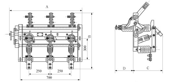GN24-12D型高壓隔離開關(guān)安裝尺寸圖2