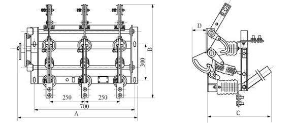 GN24-12D型高壓隔離開關(guān)安裝尺寸圖3