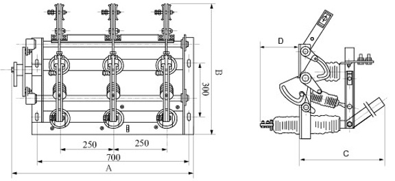 GN24-12D型高壓隔離開關(guān)安裝尺寸圖4