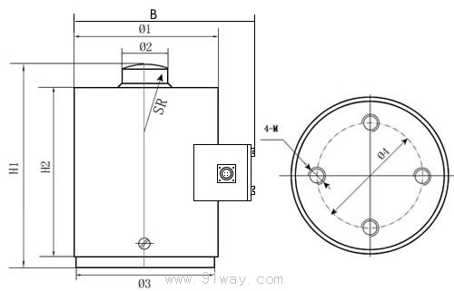 XJ-T04系列筒式荷重傳感器外形尺寸