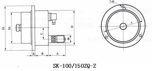 SK60/100/150數顯耐震電接點壓力表外形尺寸1