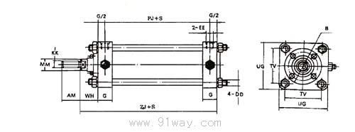 QGB系列緩沖氣缸外形尺寸