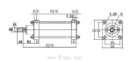 JB系列氣缸外形尺寸