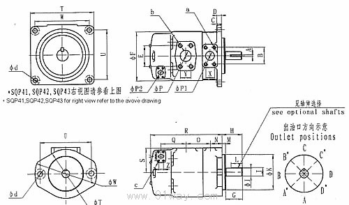 SQP系列低噪聲子母葉片泵安裝尺寸