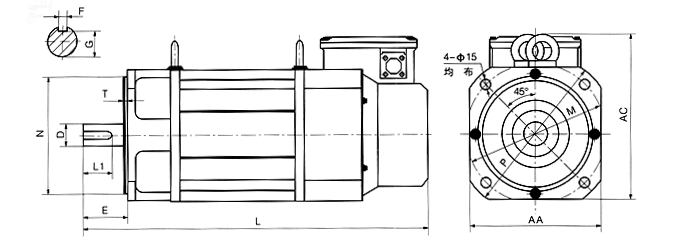 YZZ系列主軸三相異步電動機外形尺寸