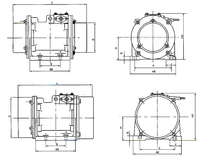 YJZ系列振動(dòng)源三相異步電動(dòng)機(jī)外形尺寸