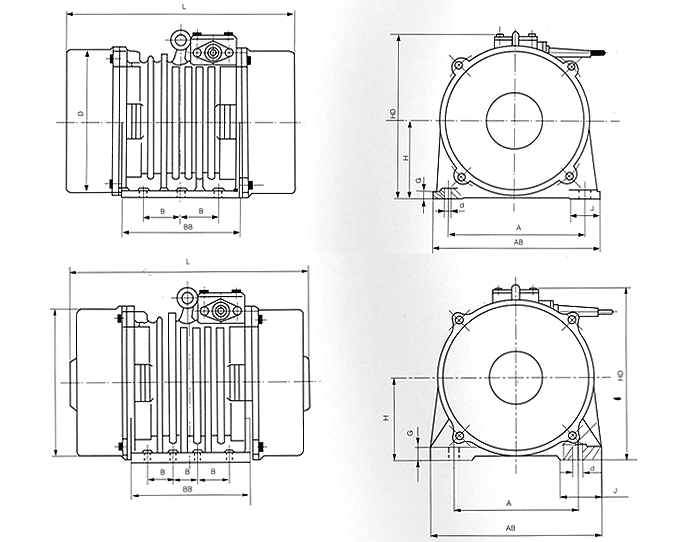 YJZ系列振動(dòng)源三相異步電動(dòng)機(jī)安裝尺寸