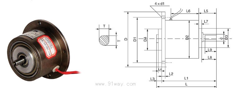 ZKG-YN型微型磁粉制動器外形及安裝尺寸