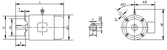 AEJ系列鋁殼電磁制動三相電機安裝尺寸2