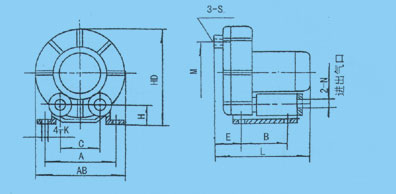 XGB系列漩渦氣泵外形尺寸