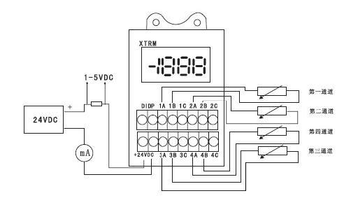 XTRM-2215/3215/4215溫度遠傳監測儀接線圖1