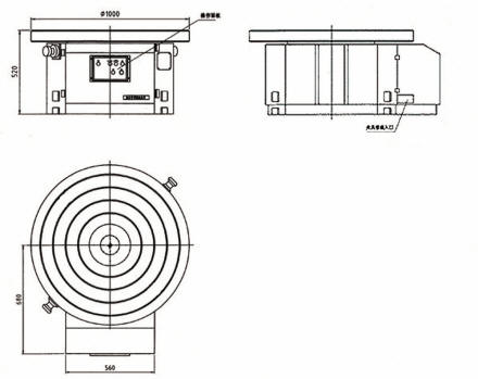 ETII1000型二工位回轉(zhuǎn)工作臺(tái)外形尺寸