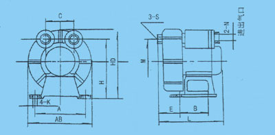 XGB系列漩渦氣泵安裝尺寸