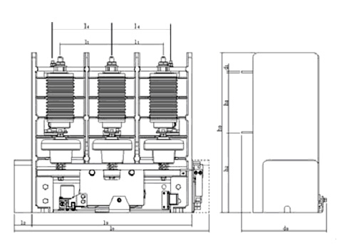 JCZ5-12J(D)/630-6.3型高壓真空接觸器安裝尺寸