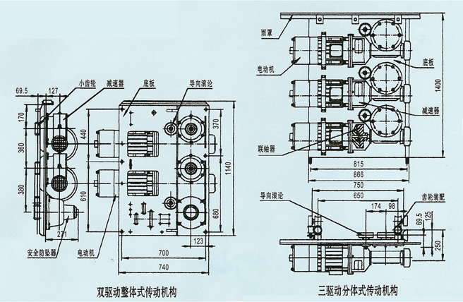 SC型施工升降機傳動機構外形尺寸