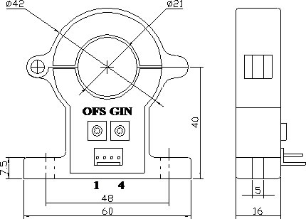 A-CS400EK1系列霍爾可拆交流電流傳感器安裝尺寸