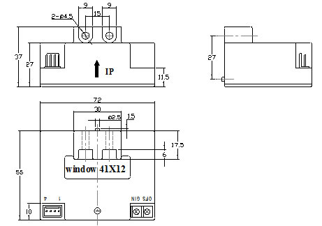 CS1000F系列霍爾電流傳感器安裝尺寸