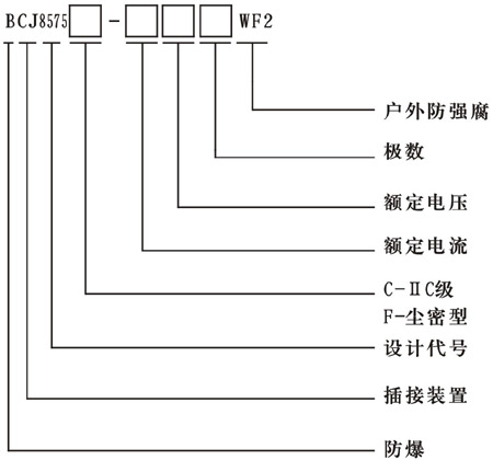 BCJ8575-16系列防爆防腐插接裝置型號說明