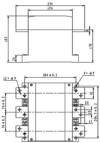 CKJ11-800/1.5型交流真空接觸器安裝尺寸