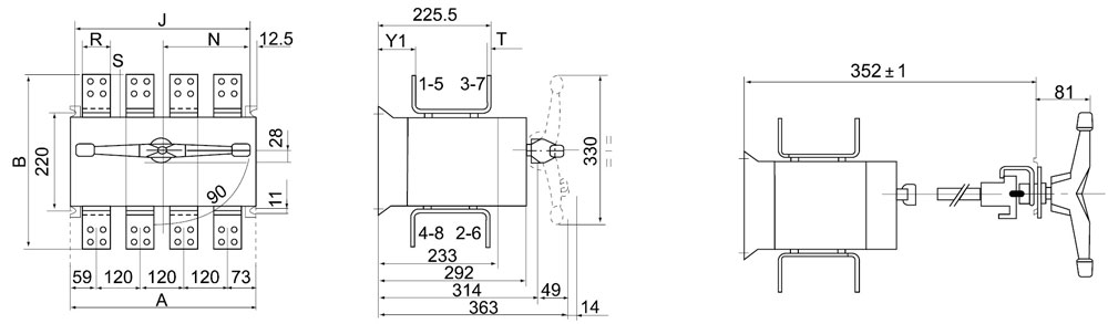 DGL系列1000~4000A隔離開關安裝尺寸2