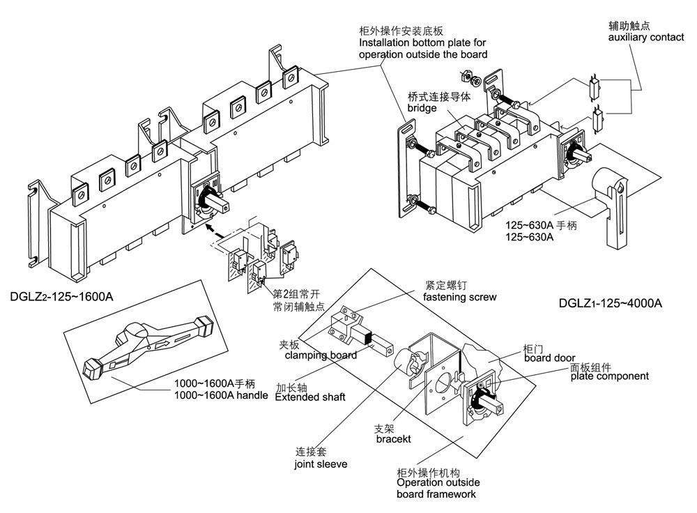DGLZ1系列100~4000A隔離開關外形尺寸