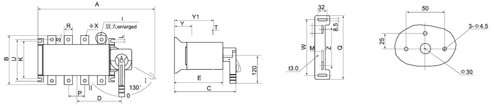 DGLZ1系列100~4000A隔離開關安裝尺寸1