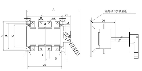 DGLZ1系列100~4000A隔離開關安裝尺寸2