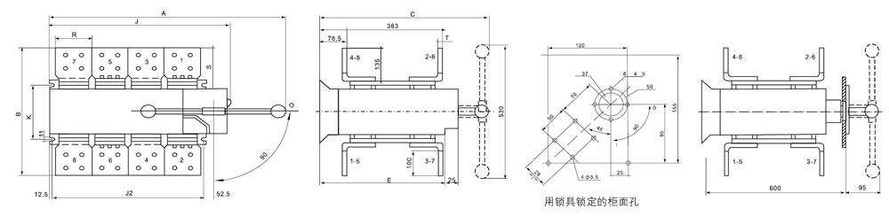 DGLZ1系列100~4000A隔離開關安裝尺寸4