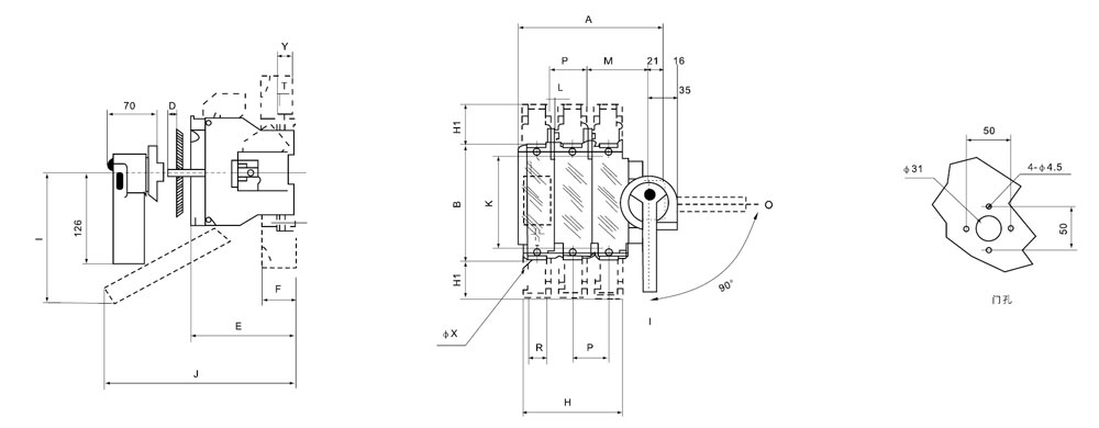 DGLR系列63~630A隔離開關外形及安裝尺寸1