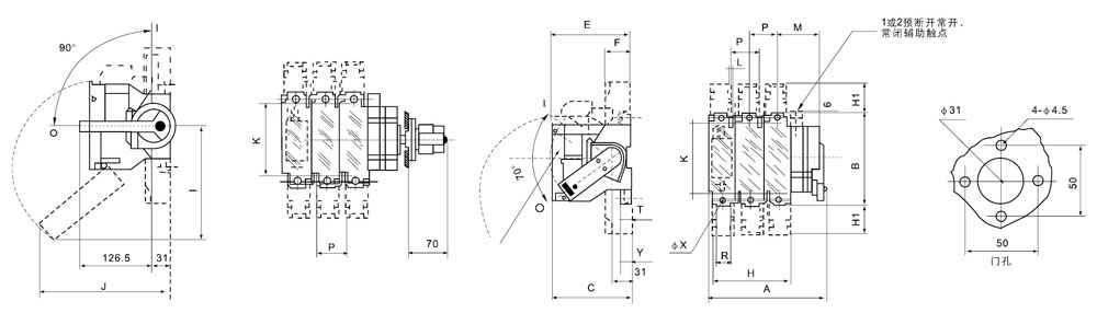 DGLR系列63~630A隔離開關安裝尺寸2