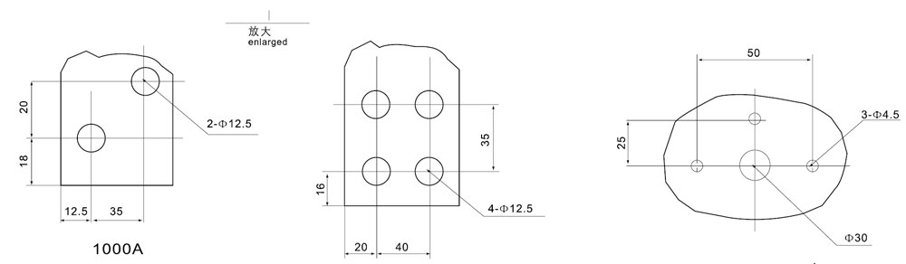 DGLH系列1000~1600A隔離開(kāi)關(guān)開(kāi)孔尺寸