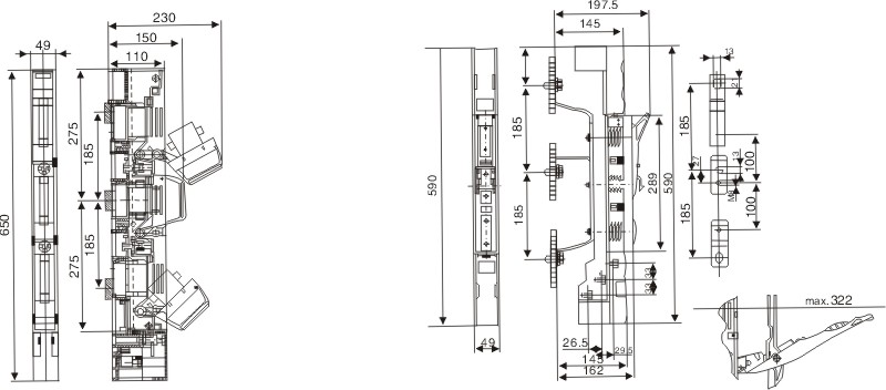 HHT10系列條型熔斷器式隔離開(kāi)關(guān)外形尺寸1