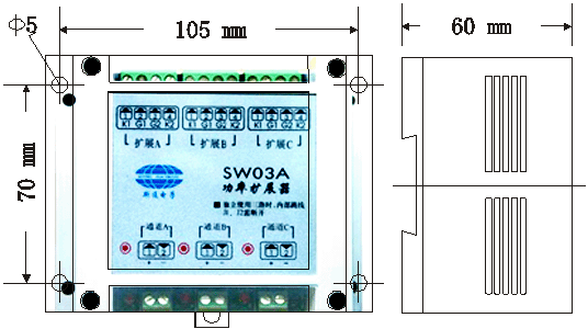 SW03A三回路晶閘管功率擴(kuò)展器外形尺寸