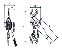 HSH-A型手扳葫蘆外形尺寸