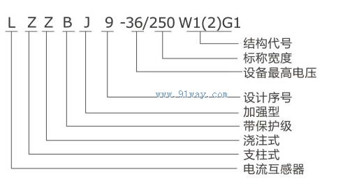 LZZBJ9-36/250W1-2系列電流互感器型號(hào)說明