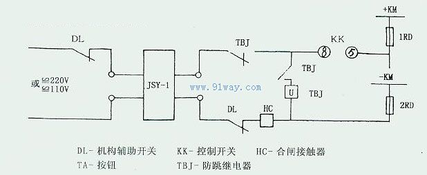 JSY-1型電磁控制程序鎖原理接線圖
