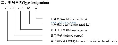 JLENJH8-66W型數字式光電組合互感器型號說明
