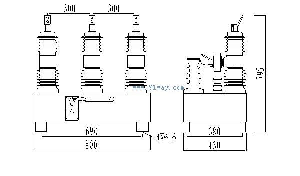 ZW32M-12型永磁機構智能真空斷路器外形尺寸