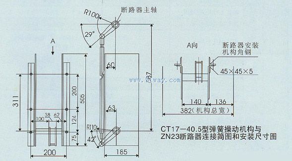 CT17-40.5型彈簧操動機構安裝尺寸