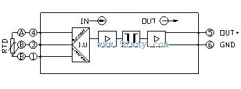 P-05系列無源熱電阻信號隔離器原理圖