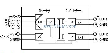 G-412系列熱電阻信號隔離分配器原理圖