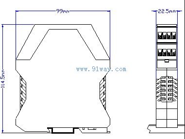 G-113直流信號分配器(一入三出)外形尺寸