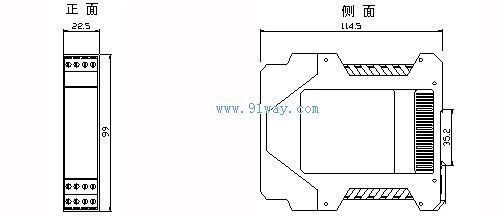 PRG-1100/1101/1120變送器電流源輸入檢測端隔離安全柵外形尺寸