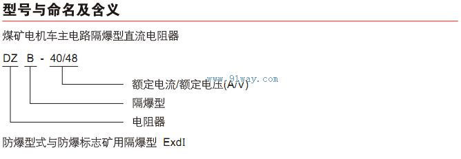 DZB-40/48礦用隔爆型電阻器型號說明